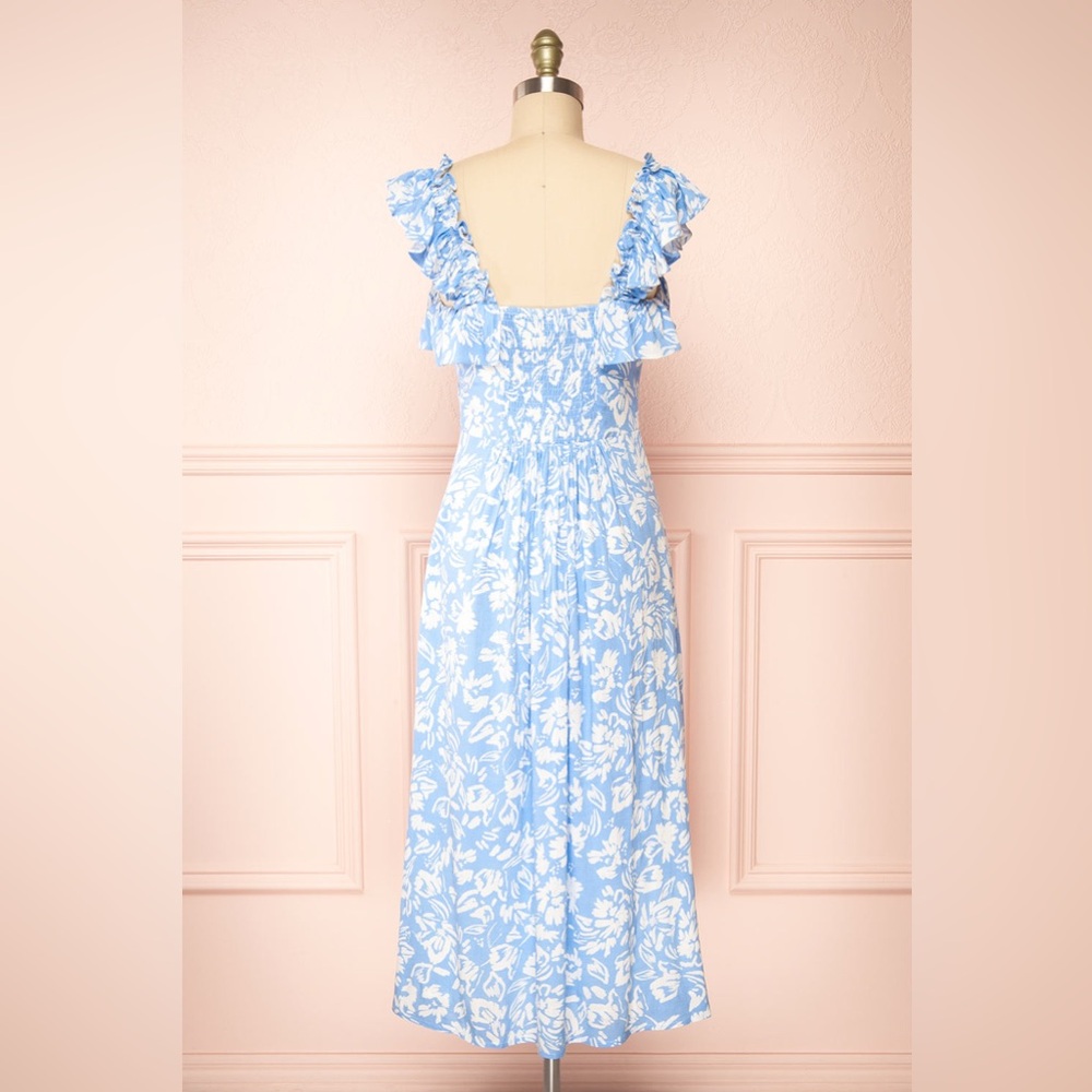 Sugarlips Allegra Floral Blue and White Midi Dress like Reformation - Picture 7 of 16